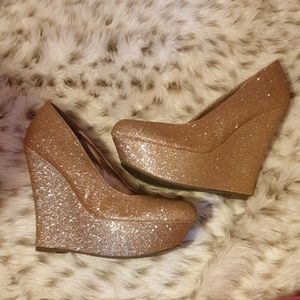 Gold Sparkaly Wedge Heels